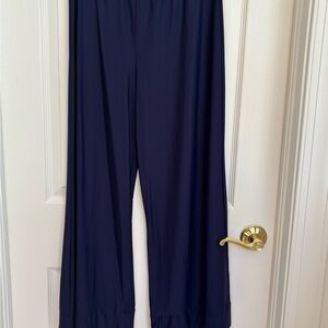 Classic Blue Wide Leg Pants with Flowing Silhouette